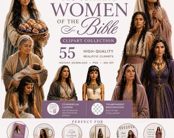 Women of the Bible 55 cliparts Bundle | png files instant dowload | christian crafts | Bible journaling and studies