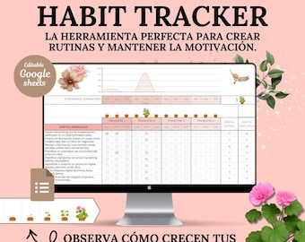 Habit Tracker Google Sheets en español | Plantilla digital de seguimiento de hábitos diarios, semanales y mensuales | Planner productividad