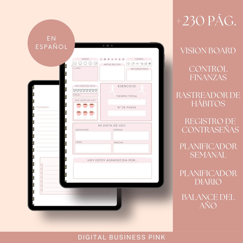 Agenda digital e imprimible 2026 en español para mujeres; plantilla editable Canva ;Derechos de reventa MRR-PLR. Compatible Ipad, Goodnotes. image 3