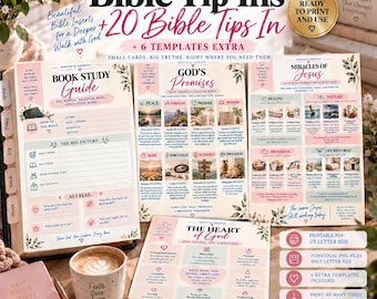 Bible Study Inserts printable | Bible Study Tip Ins | 20 Bible Journaling Cards | Christian Scripture Study