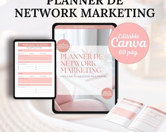 Planner de network marketing en español para emprendedoras, plantilla editable Canva  con Derechos de reventa MRR-PLR; producto digital