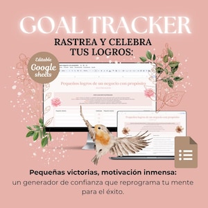 Rastreador de Logros en Español: Plantilla Google Sheets para Seguimiento y Celebración de Objetivos. Freebie coach. Producto digital.