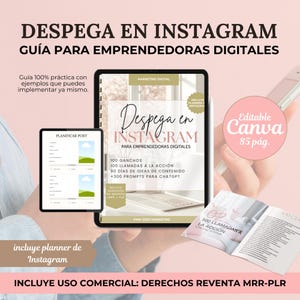 Guía para crecer en Instagram en español / 90 días de contenido/ estrategia social media: ganchos, CTAs, Prompts Chat gpt; MRR, PLR.
