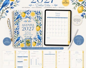 Digital Planner Spanish 2027| Printable Planner PDF | Hyperlinked GoodNotes Planner | Canva Editable | Weekly Monthly Calendar | Agenda 2027