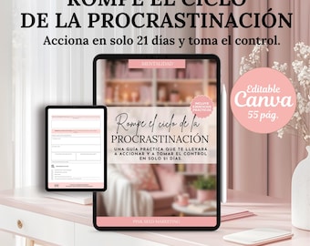 Diario de Productividad y Mentalidad | PLR MRR Reventa | Ebook Procrastinación 21 Días en Español ;Guía Anti Procrastinación PDF Editable