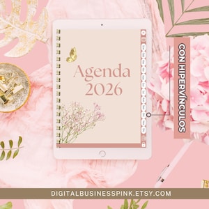 Agenda digital e imprimible 2026 en español para mujeres; plantilla editable Canva ;Derechos de reventa MRR-PLR. Compatible Ipad, Goodnotes. image 6
