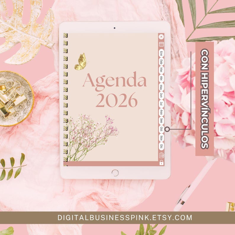 Agenda digital e imprimible 2026 en español para mujeres; plantilla editable Canva ;Derechos de reventa MRR-PLR. Compatible Ipad, Goodnotes. image 6