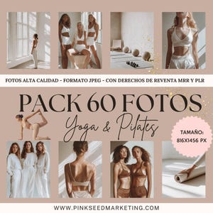 Paquete de 60 fotos de stock de yoga y pilates para Instagram y TikTok / Contenido digital MRR-PLR