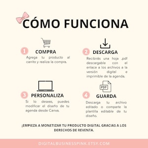 Agenda digital e imprimible 2026 en español para mujeres; plantilla editable Canva ;Derechos de reventa MRR-PLR. Compatible Ipad, Goodnotes. image 11