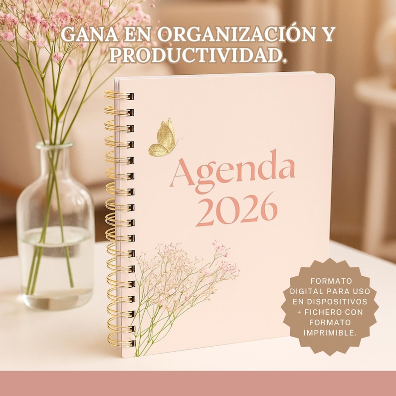 Agenda digital e imprimible 2026 en español para mujeres; plantilla editable Canva ;Derechos de reventa MRR-PLR. Compatible Ipad, Goodnotes. image 8