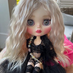 Miss Charm. Custom Blythe doll. Handmade product. OOAK doll. TBL Blythe. Art doll. White skin. White hair (Blondie)