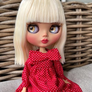 Custom Blythe doll. Handmade product. OOAK doll. TBL Blythe. Art doll. Tan skin. White hair.