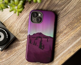 Phone Case, Northern Lights Mountain Design, Aurora Borealis Tough Case, Protective Cover, iPhone Samsung Galaxy, Gift for Nature Lovers
