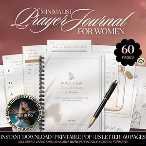 Minimalist Prayer Journal for Women: Christian Gift (PDF Printable)