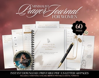 Minimalist Prayer Journal for Women: Christian Gift (PDF Printable)