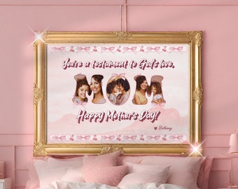 Kokette Bilderrahmen-Vorlage, Virales Geburtstagsgeschenk für Mama-Fotorahmen, benutzerdefinierte Fotocollage, bearbeitbare Canva-Vorlage per Ziehen und Ablegen