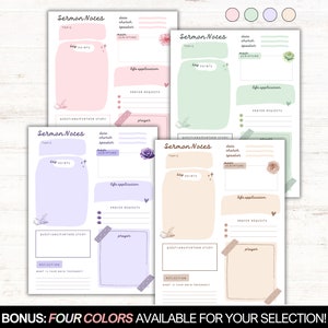 Pink Sermon Notes Printable, Digital Bible Study Template, GoodNotes Church Sermon Notes Summary, Pretty Christian Journal Gift for Women