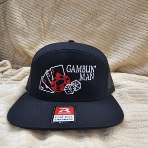 Chapéu bordado Gamblin Man em Richardson 112 Curved bill ou 168 Flatbill Hat