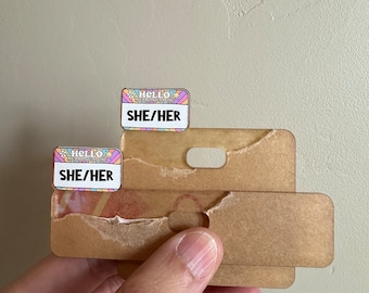 Hello my pronouns are: She/her badge topper | nurse gift