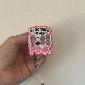 Pink Halloween Monsters Badge Reel