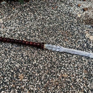 Handmade Custom full tang  300 sparten Spear Damascus Steel D2 , With Leather Sheath