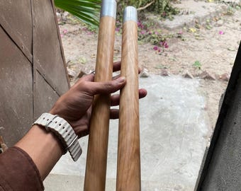 Handmade Custom Kali sticks wooden With Leather Sheath