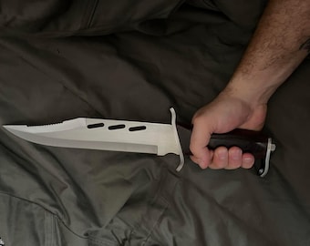 Handmade Custom Rambo survival knife ,Steel D2 , With Leather Sheath