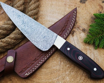 Chef knife, Damascus chef knife, Chefs knife, obsidian knife, handmade knife, knives handmade knife sheath, forged knife, Personalized knife