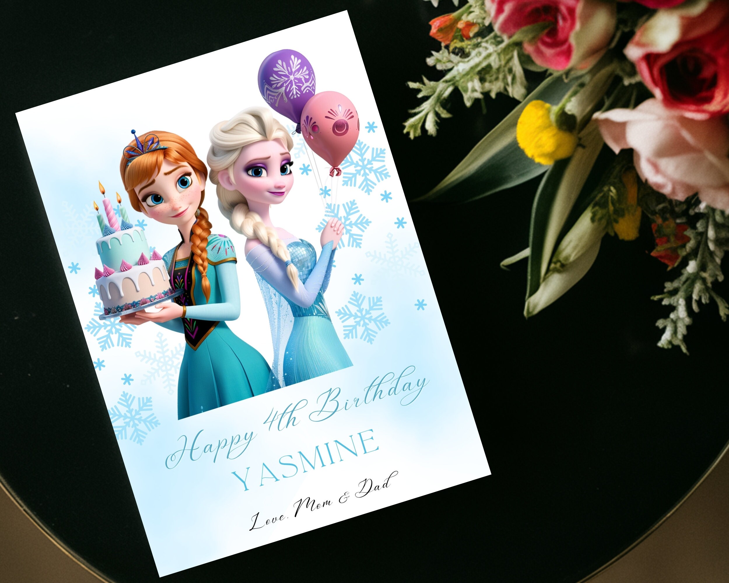 Personalized Frozen Birthday Card Elsa Anna Card for Girl, Daughter, Granddaughter, Sister ...