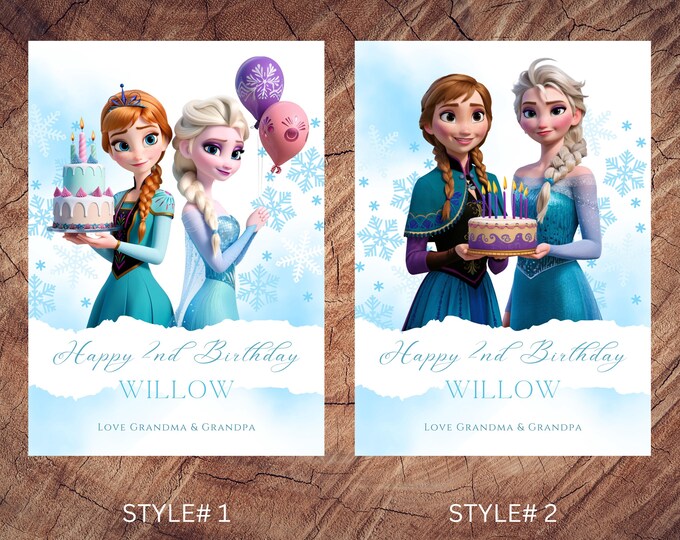 Personalized Frozen Birthday Card Elsa Anna Card for Girl, Daughter, Granddaughter, Sister ...