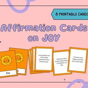 8 Affirmation Cards for kids on JOY, Positive mindset, Children card deck, Daily affirmation, Mental health, Emotional well-being, Happiness