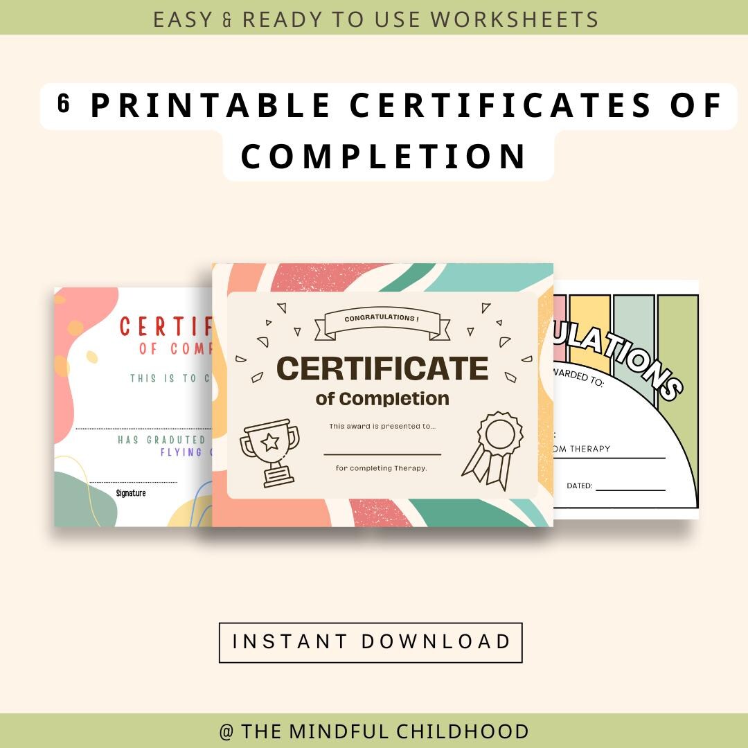 Therapy Graduation Certificates Certificate of Completion Therapy Graduation Certificates Certificate of Completion