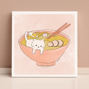 Cat Ramen Poster, Japanese Cat Art, Funny Cat Poster, Cute Cat Illustration, Cat Lover Gift, Wall Decor, Cute Cat Poster, Home decor
