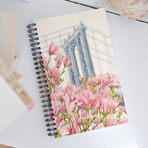 Spiral Notebook of Manhattan Bridge, NYC Travel Journal, NY Traveler Notepad, Bullet Notepad, Housewarming Gift for New York City resident