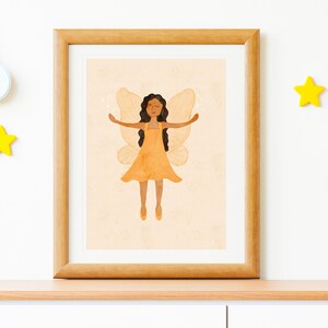 Póster de hadas adorables, decoración de pared para habitación infantil, lámina para habitación de niña, acuarela infantil, lámina mágica para habitación de niña, arte para dormitorio infantil.