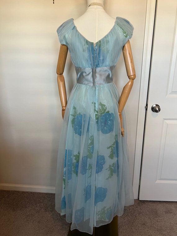 1950's Blue organza formal dress - image 2