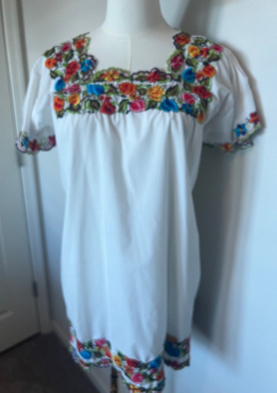 Vintage 1970 Mexican Mini Dress or Swim Cover up. 