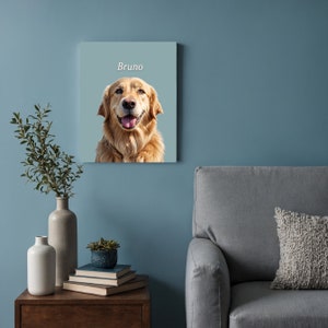 Custom Pet Portraits, Matte Canvas Stretched Personalized Pet Portrai Pet Illustration Dog Lover Gift Dog Art  Dog Portrait from Photo