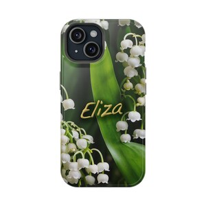パーソナライズされた誕生花 iPhoneとSamsung用耐衝撃ケース 5月のスズランの花 5月の誕生日のお母さんへの贈り物