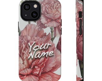 Personalized Birth Flowers Impact-Resistant Cases for iPhone and Samsung January Carnation flower Gift for Mom January Bitrhday