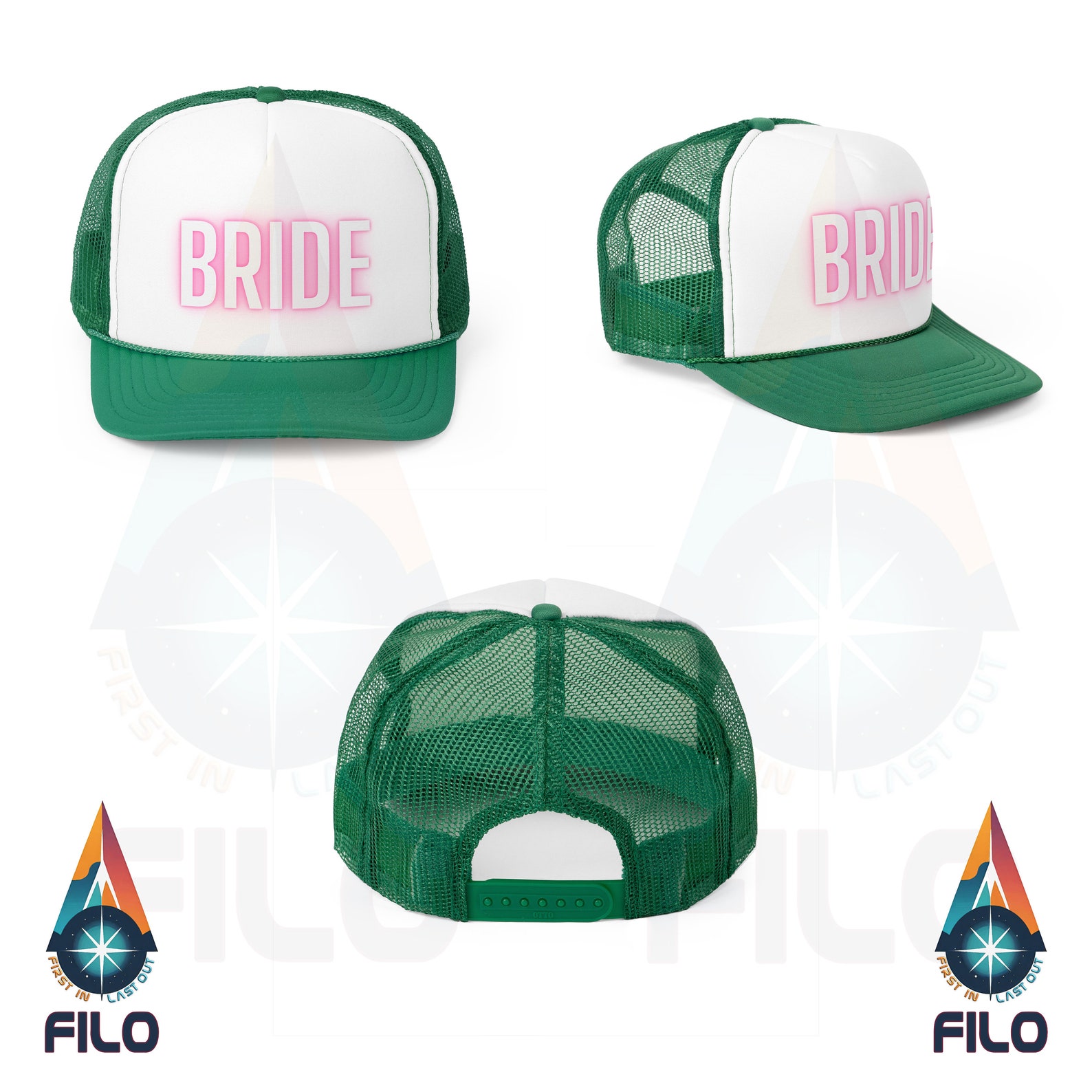 Bride White Letters Glowing Pink Trucker Caps Bridesmaids Trucker Hats ...