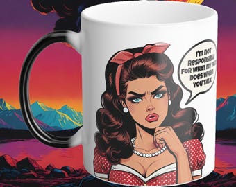 I'm Not Responsible For What My Face Does Color Morphing Coffee Mug 11oz Funny Gift Ideas Best Friend Gifts Pinup Girls Comic Strip sexy Mom
