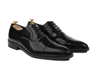 BLACK patent oxford Leather Shoes Men Captoe Leather Shoes Formal Party wear Wedding Shoes