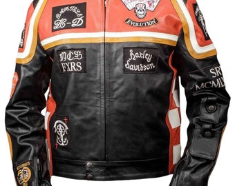 Harley Davidson HDMM Mens Vintage Biker Leather Jacket Marlbouro Mens Motorbike Jacket