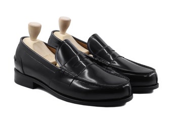 Black glossy CG Leather penny Loafer men Shoe handmade male footwear formal black Slip-On tuxedo black shinny shoe party wear smart casual