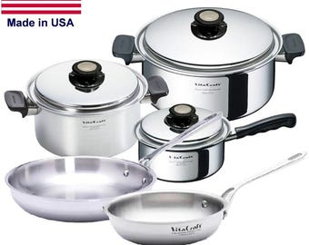 Juego de utensilios de cocina Health Craft Core/Everyday de 8 piezas, acero inoxidable magnético 430 • Fabricado en EE. UU.