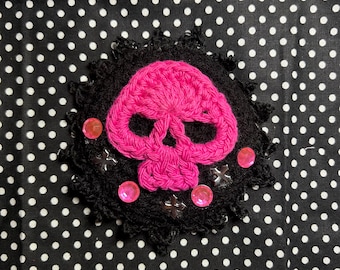 Pink Skull Compact Mirror, Gothic Gems