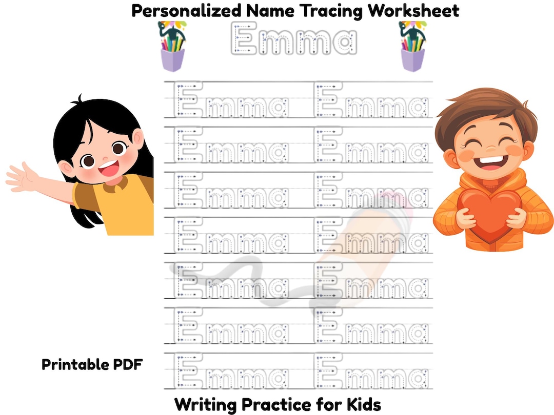 Personalized Name Tracing Worksheet for Kids – Writing Practice ...