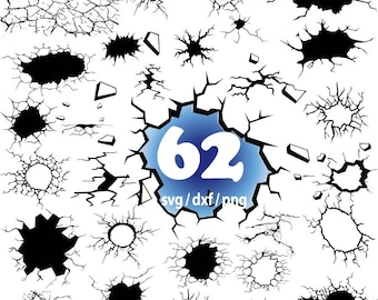 Crack Svg Bundle, Cracks Svg, Wall Crack Svg, Crack Clipart, Big Hole Crack Svg, Crack Svg, Cracks silhouette Svg, Cut Files For Cricut