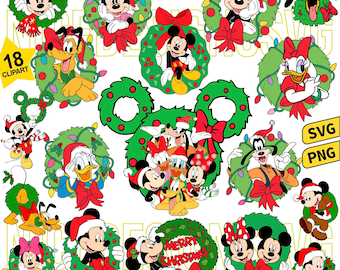 Christmas Mouse Wreath Svg Png Bundle, Wreath Flower Svg, Christmas Funny Svg, Christmas Tshirt Design Svg, Mouse And Friends Svg